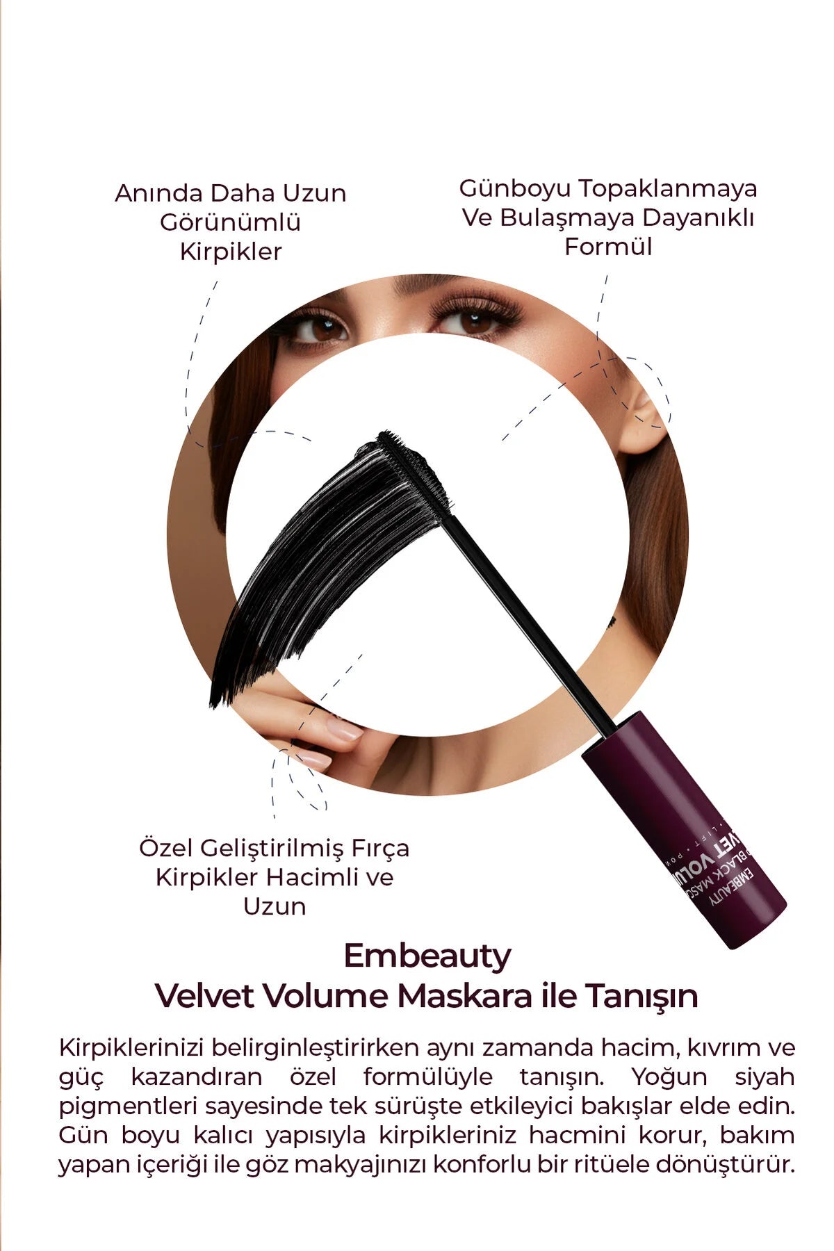 Embeauty Deep Black Mascara - Velvet Volume Mascara - Intense Zwart - Volume- en lengte-effect & Lift - Klontvrije Formule - Dagelijks gebruik - Alle wimpertypes - 12 ml