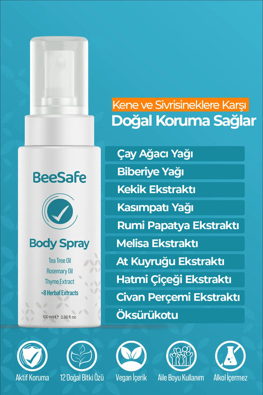 BeeSafe Protective Body Spray Tea Tree Oil & Rosemary Oil 100 ml | Alcoholvrije Beschermende Lichaamsspray met Kruidenextracten