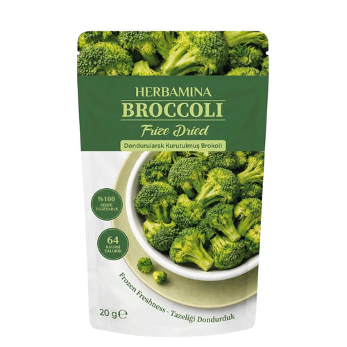 Herbamina Gevriesdroogde Broccoli 20g – 100% Broccoli – Freeze Dried Groentesnack – Vegan – Zonder Toegevoegde Suiker