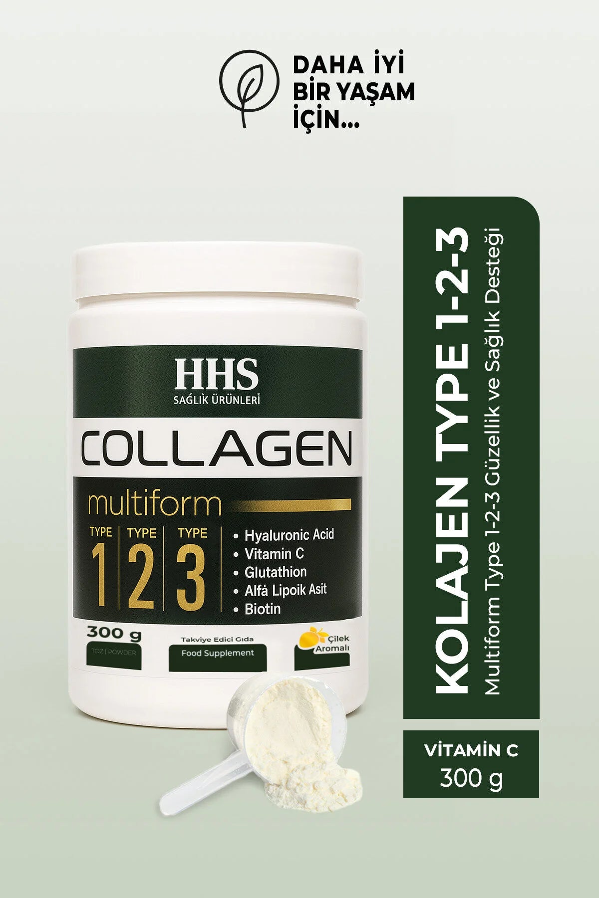 HHS Collagen Multiform Type 1-2-3 – 300 g | Aardbeiensmaak