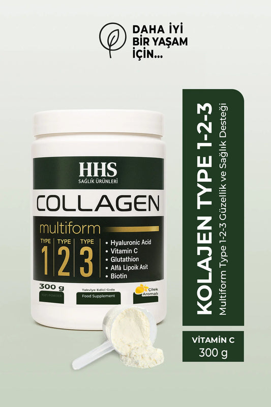 HHS Collagen Multiform Type 1-2-3 – 300 g | Aardbeiensmaak