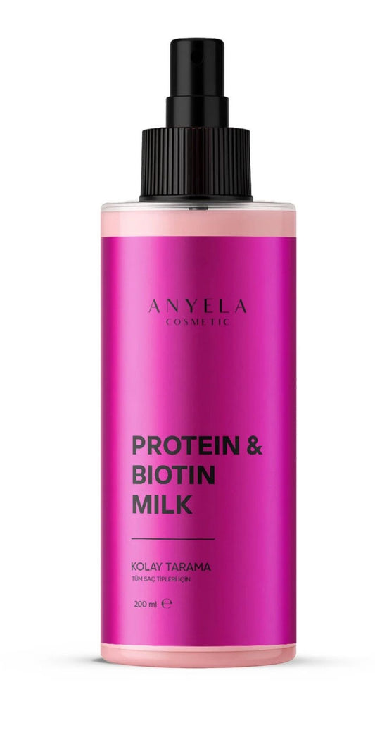 Anyela Cosmetic Protein & Biotin Milk - Haarverzorging Spray - Makkelijk Doorkambaar met Biotine & Proteïne - Voedt & Versterkt het Haar - Voor Alle Haartypes - 200 ml