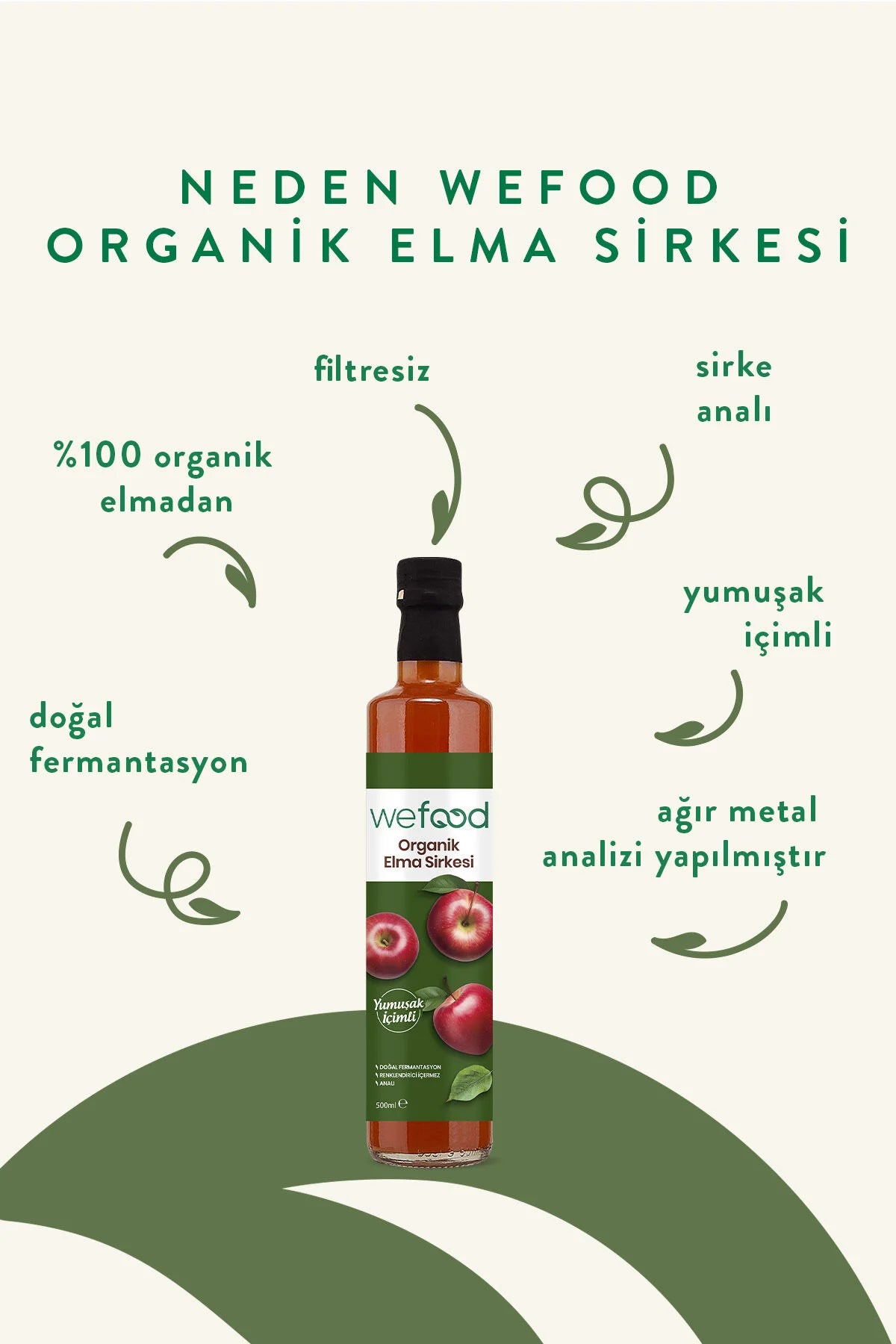 Wefood Appelazijn – 100% Appel – Natuurlijk Gefermenteerde Appelazijn – 500 ml