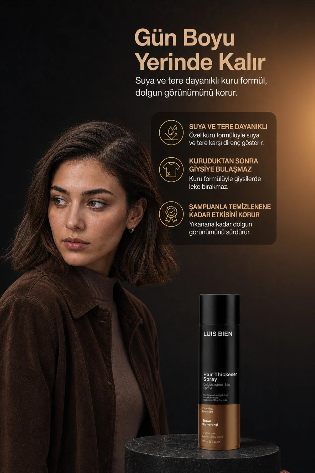 Luis Bien Hair Thickener Spray Brown – Haarverdikkende Spray – Bruin – Met Ginseng Extract & Provitamine B5 – 100 ml