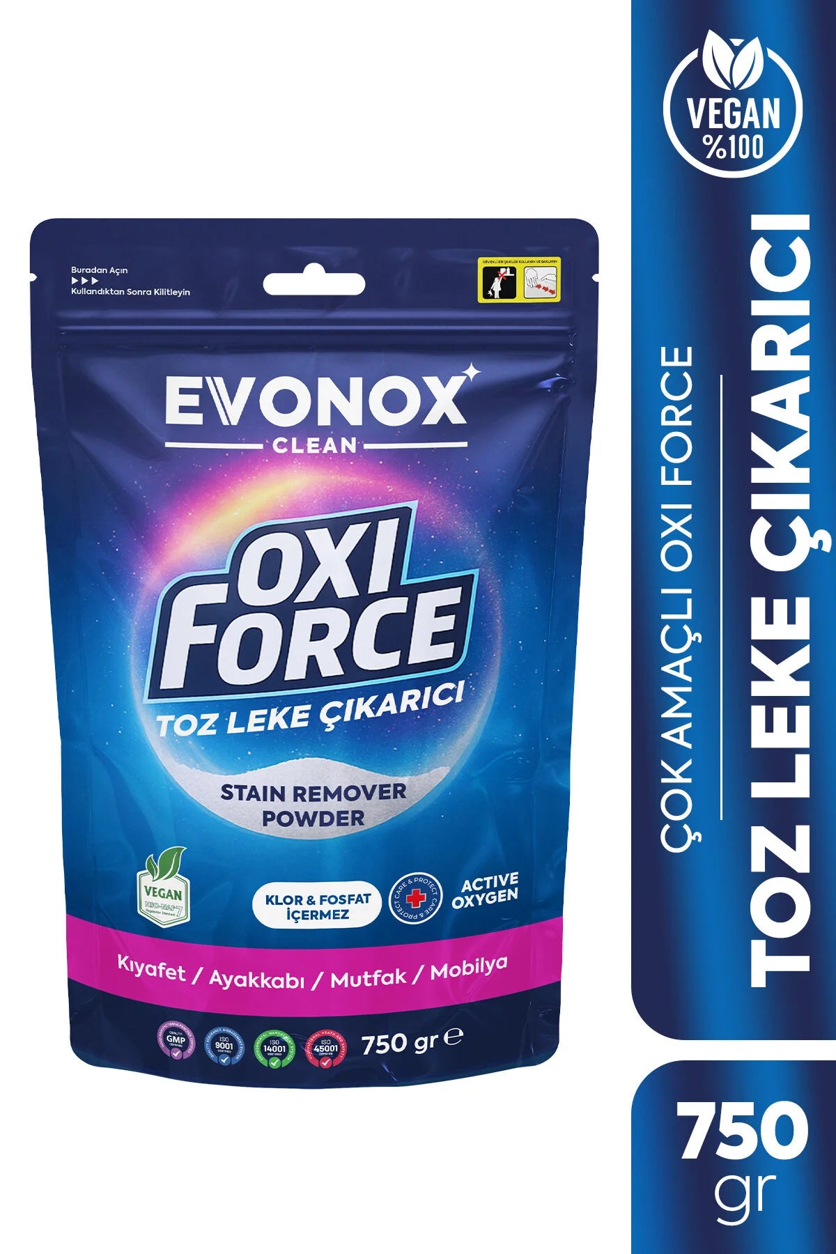 Evonox Clean Oxi Force Vlekverwijderaar Poeder – Zuurstofbleekmiddel – Chloor- & Fosfaatvrij – Voor Wasgoed, Tapijt, Schoenen & Oppervlakken – 750 g