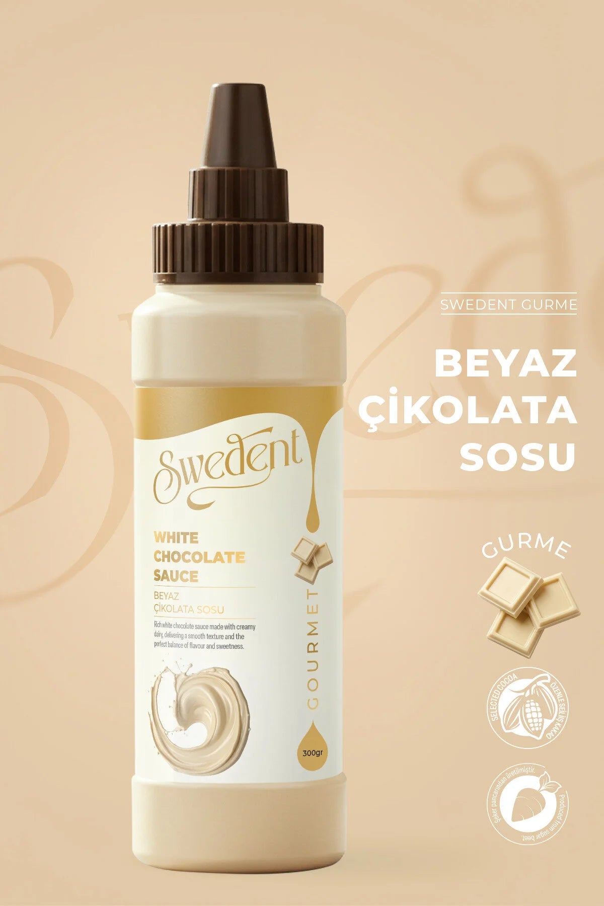 Swedent White Chocolate Sauce – Beyaz Çikolata Sosu – Gourmet – 300 g