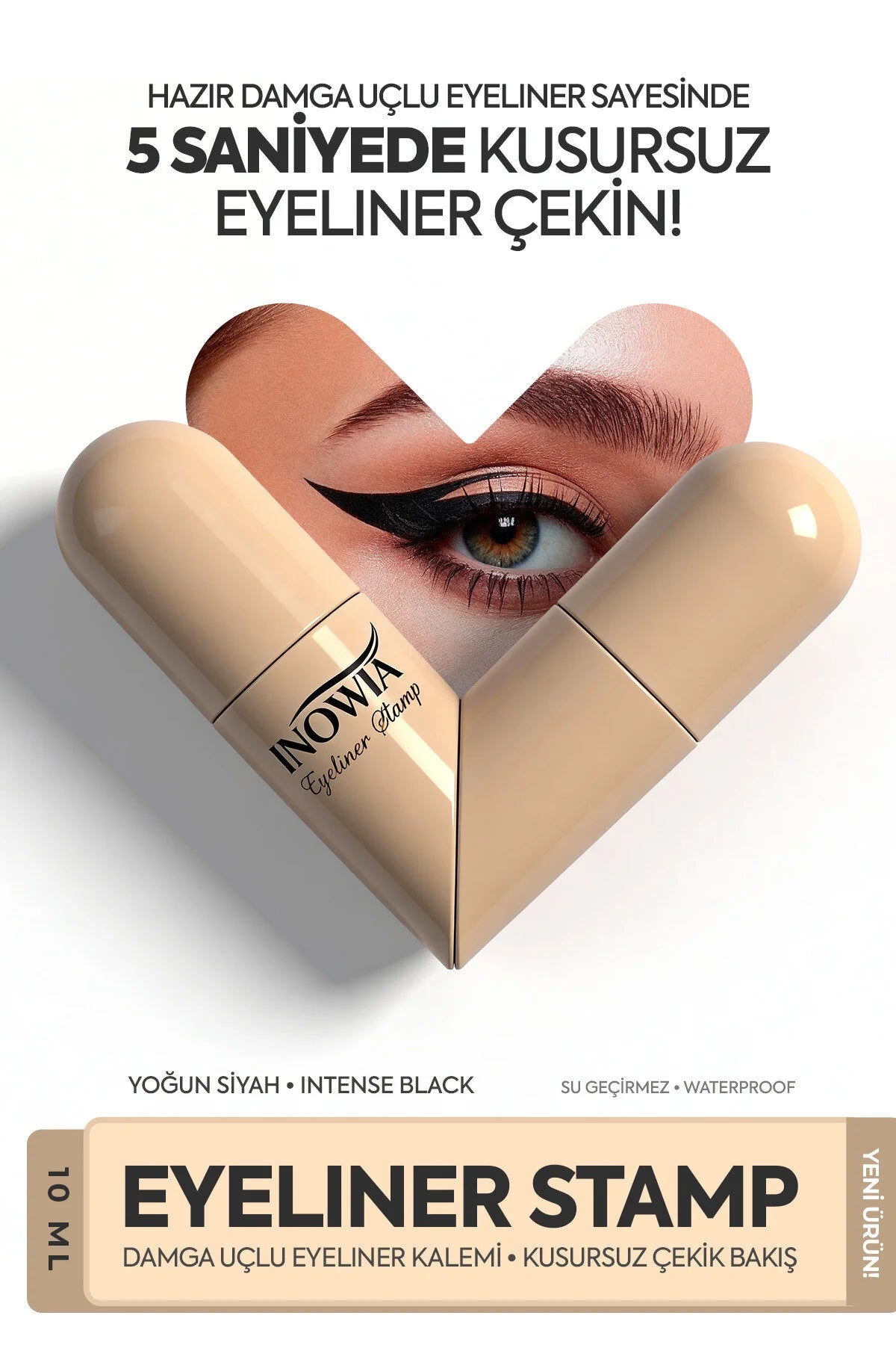 Inowia Eye Liner Stamp Waterproof Dual Stamp Intense Black