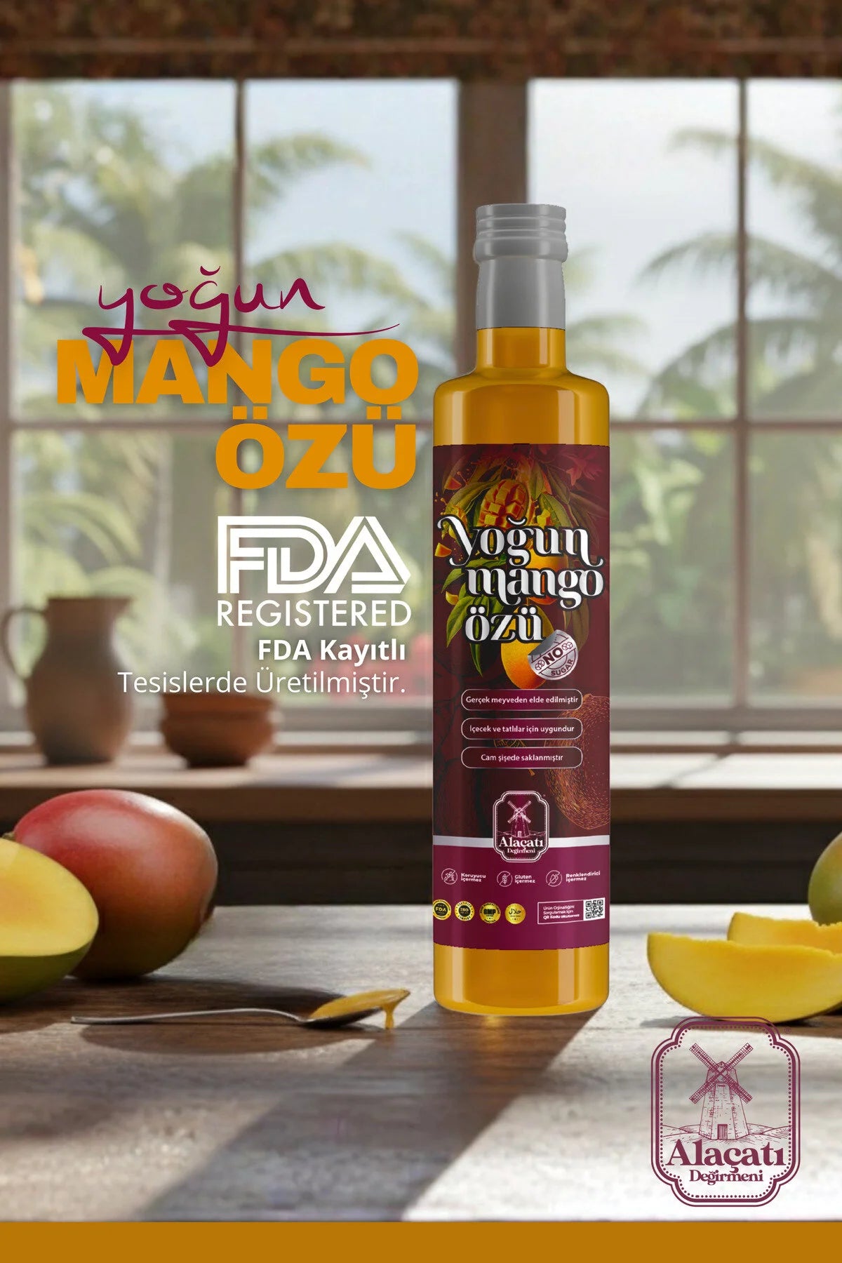 Alaçatı Değirmeni Yoğun Mango Özü Mango Drink Concentrate 250 ml