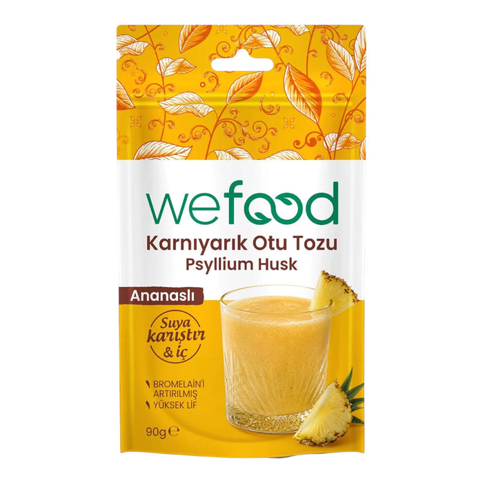 Wefood Psyllium Husk Ananas – Karnıyarık Otu Poeder met Bromelaïne – Vezelrijk – Glutenvrij – 90 g