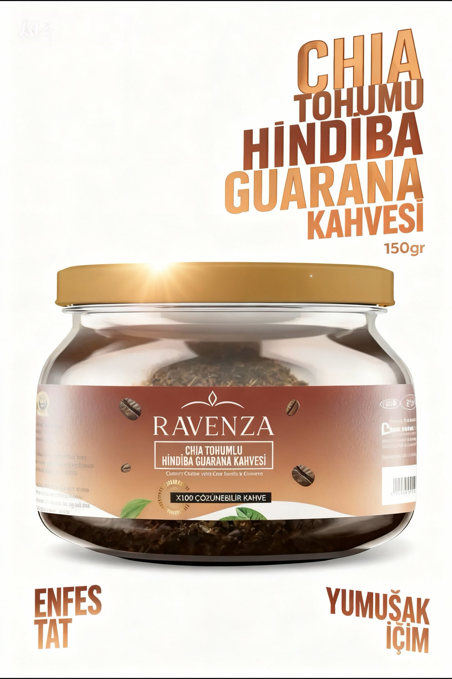 Ravenza Chicory (Hindiba) Koffie met Chiazaad & Guarana - Oploskoffie - 150 g