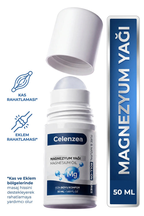 Celenzea Magnesium Oil Roll-On – Magnesiumolie met Magnesium Chloride – Voor Massage & Huidverzorging – 50 ml