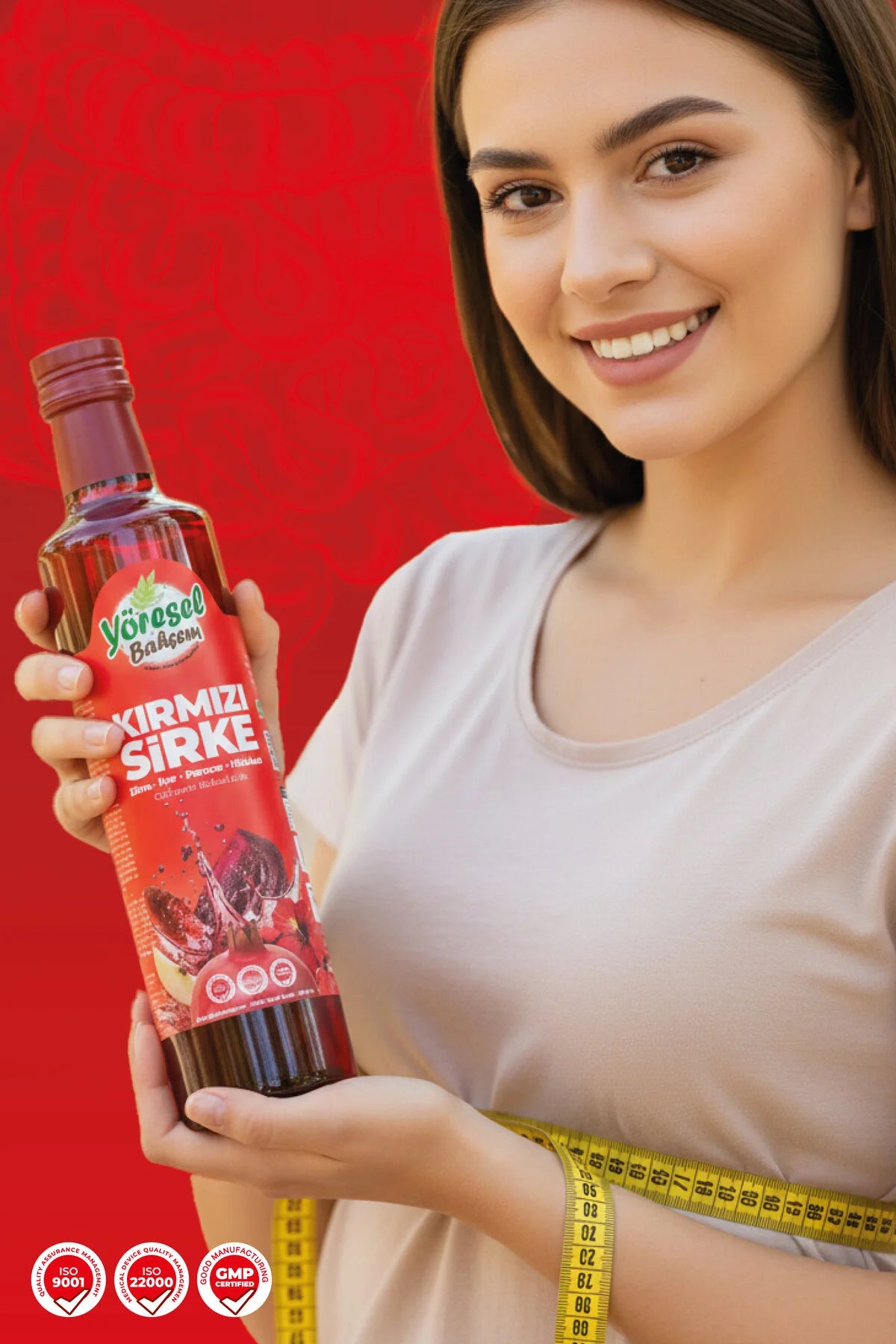 Yöresel Bahçem (Roode Azijn)Kırmızı Sirke Elma Nar Pancar Hibiskus 500ml