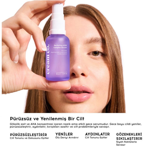 Cream Co. Perfecting AHA Complex Serum – 10% AHA met Multi-Fruit AHA & Centella Asiatica – Exfoliërend Gezichtsserum – 30 ml