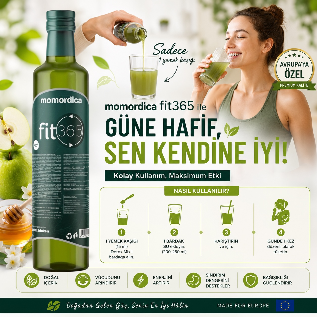 Momordica Fit365 Geconcentreerde Kruidendrank | Groene Appel & Kruiden | 250 ml