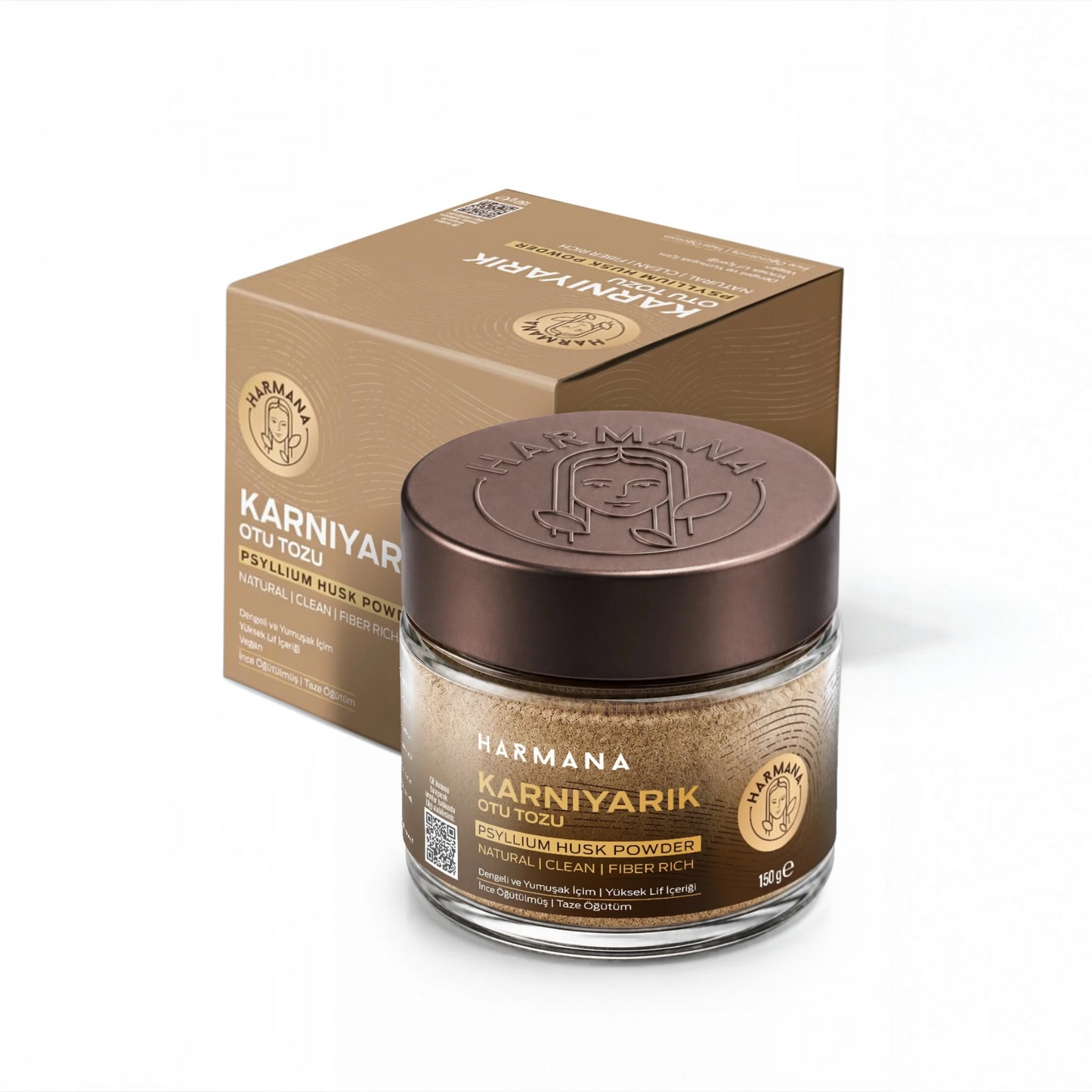 Harmana Psylliumvezel Poeder (Karnıyarık otu tozu)– 100% Psyllium Husk – Vezelrijk & Vegan – 150 g