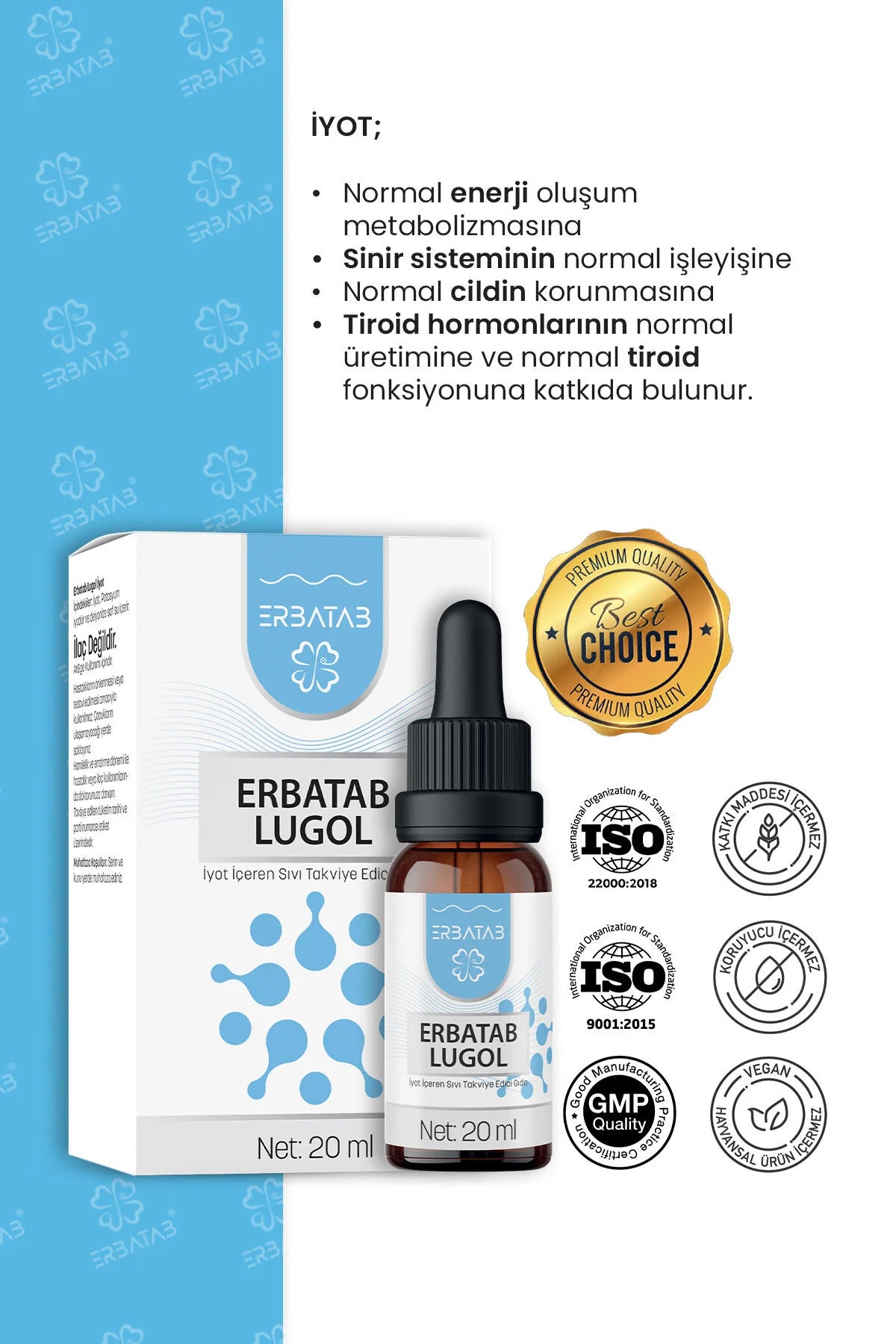 ERBATAB Druppels Lugol Jodium 2% - 20 ml
