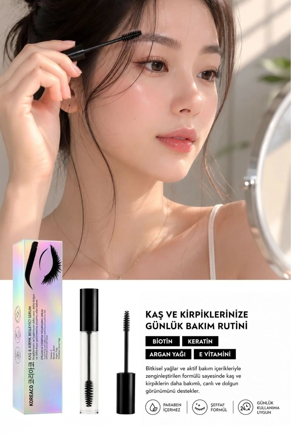 KOREACO Eyelash & Eyebrow Nourishing Serum 6ml | Wimper- en Wenkbrauwserum met Biotine & Arganolie
