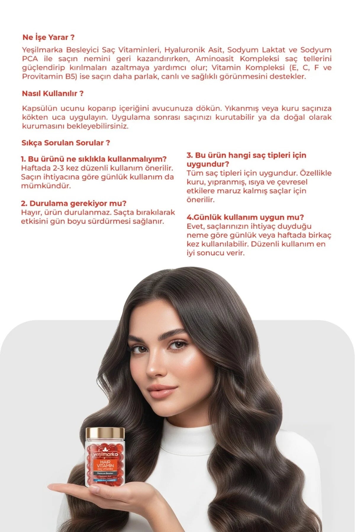 Yeşilmarka Hair Vitamin Capsules – Moisture Booster Hair Care 30 Capsules