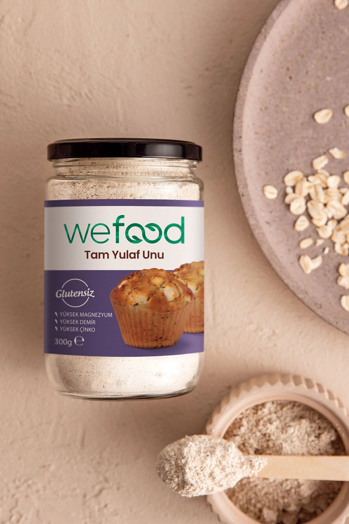 Wefood Volkoren Havermeel – Glutenvrij – Vezelrijk – Rijk aan Magnesium, IJzer & Zink – 300 g