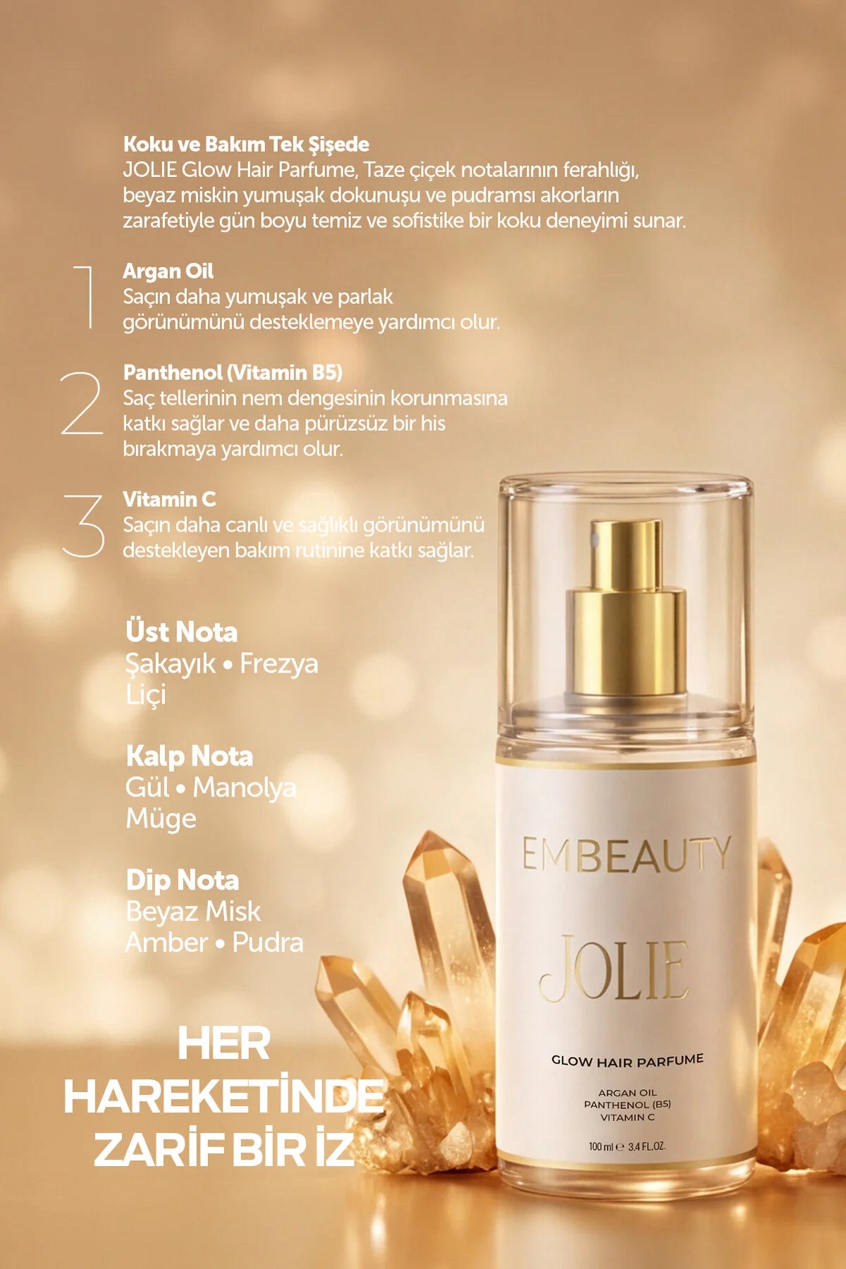 Embeauty Jolie Glow Haarparfum – Met Arganolie, Panthenol B5 & Vitamine C – 100 ml