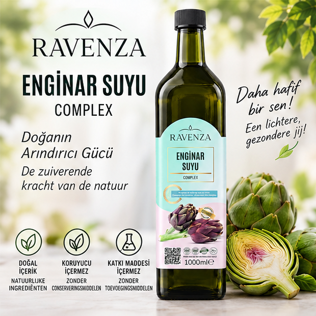 Ravenza Enginar Suyu Complex – Artisjokwater – Geconcentreerde Drank – Zonder Conserveringsmiddelen & Toevoegingen – 1000 ml
