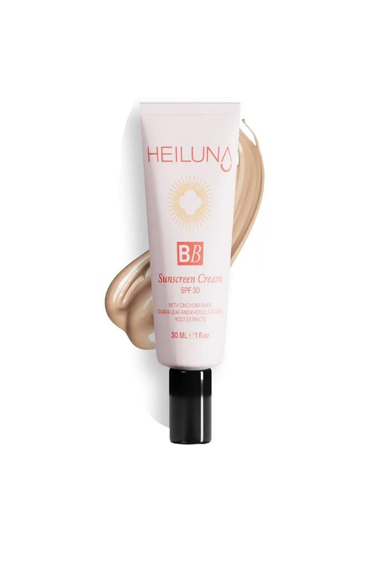 Heiluna BB Sunscreen Crème Licht SPF 30 Zonbescherming - Niacinamide Verheldert+Hydrateert - Hyaluronzuur - Cinchona-schorsextract Verstekt huidbarriere - Guavebladextract Antioxiderende bescherming - Rhodiola-wortelextract - Alle huidtypen - 30 ml
