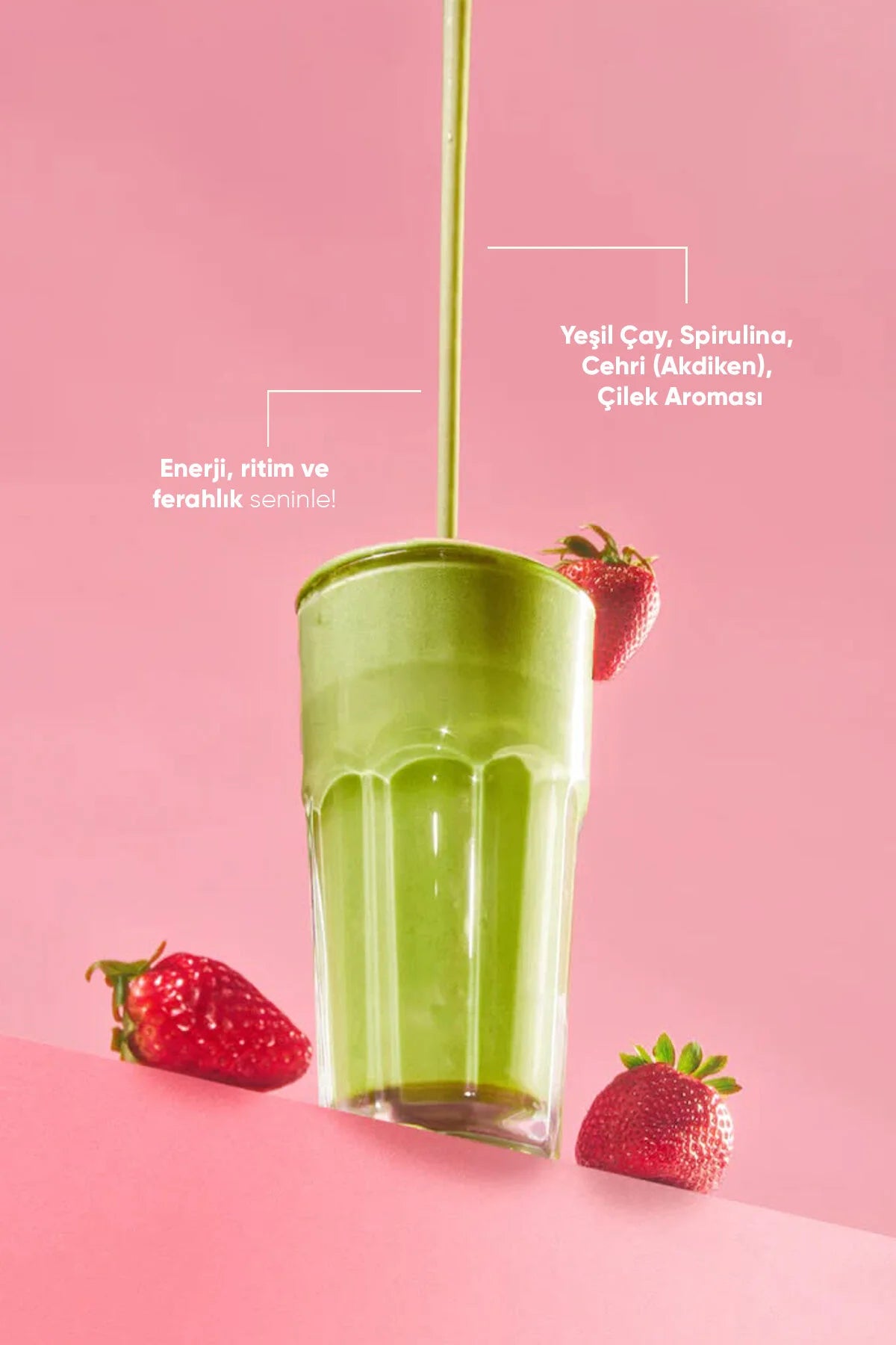 Zühre Ana Matcha Çilek – Groene Thee Kruidenmix met Spirulina & Aardbeiensmaak – 20 Sachets x 8 g