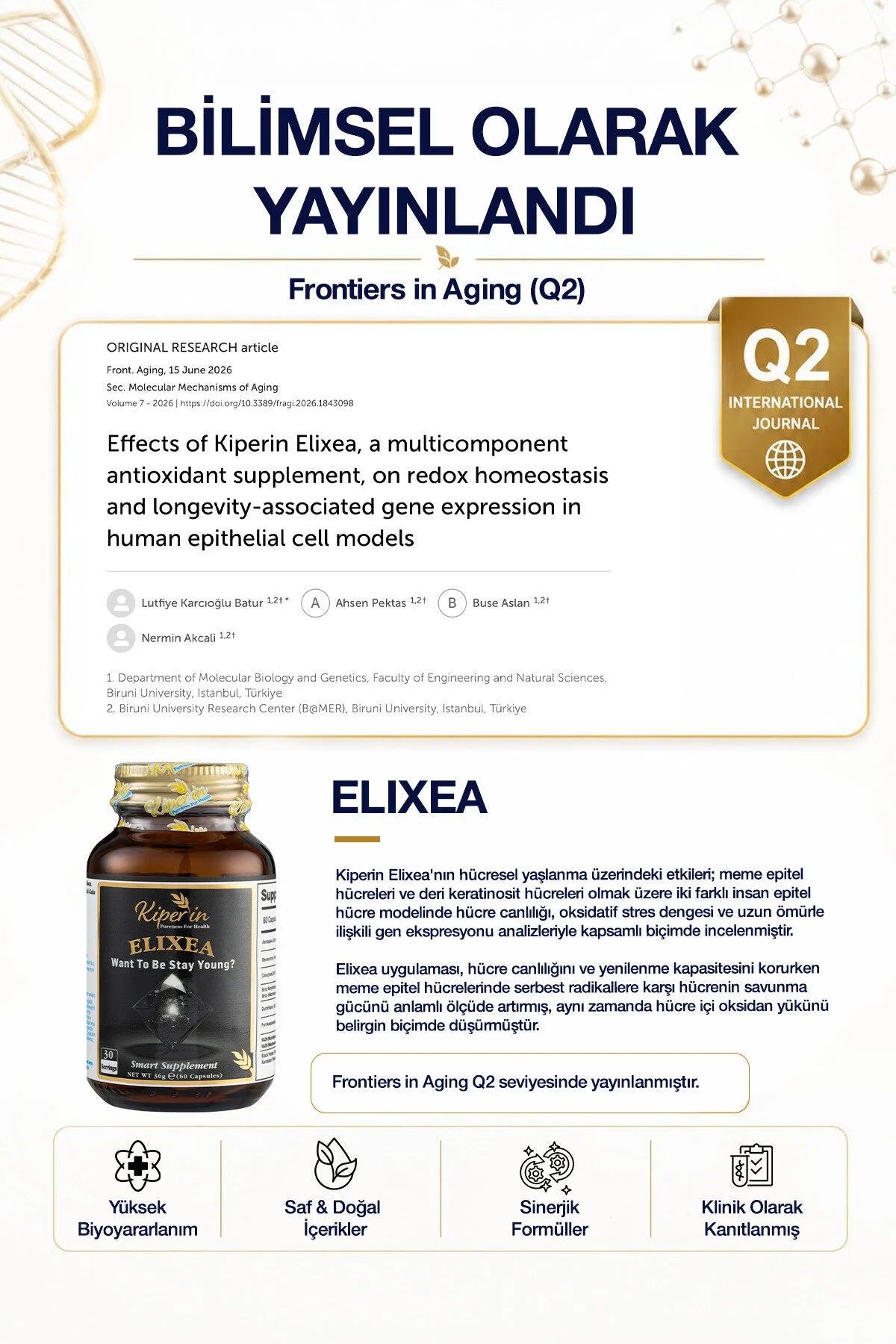 Kiperin Elixea Smart Supplement – Astragalus, Resveratrol, Co-enzym Q10, NMN, Glutathion, NADH & PQQ – 60 Capsules