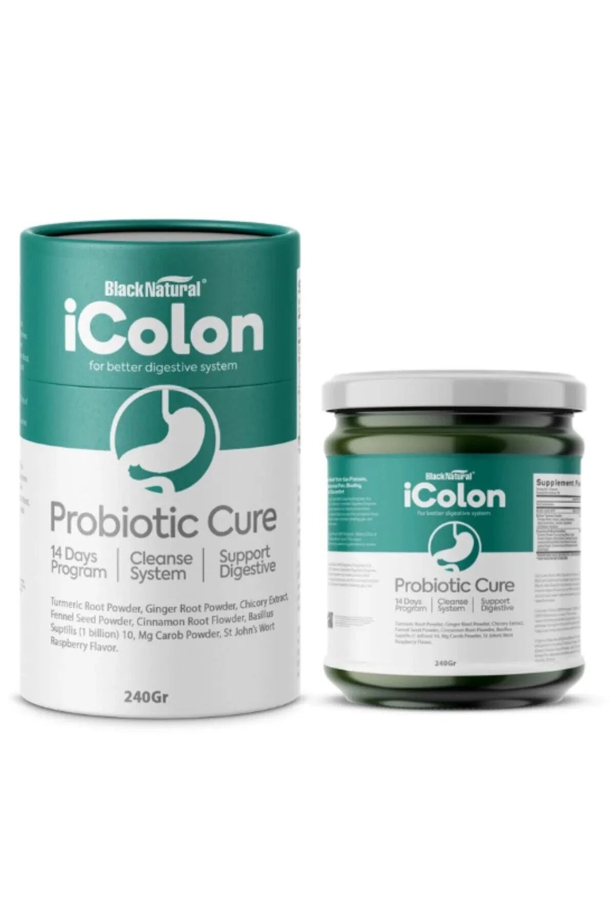 Black Natural iColon – Kruidenmix met Cichorei, Kurkuma, Gember & Bacillus subtilis – 240 g