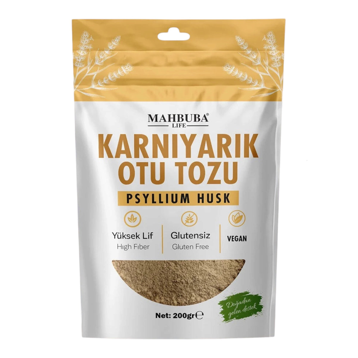 Mahbuba Life Psyllium Husk Powder – Psylliumvezels / Vlozaadvezels – Glutenvrij & Vegan – Vezelrijk – Zonder Toegevoegde Suiker – 200 g