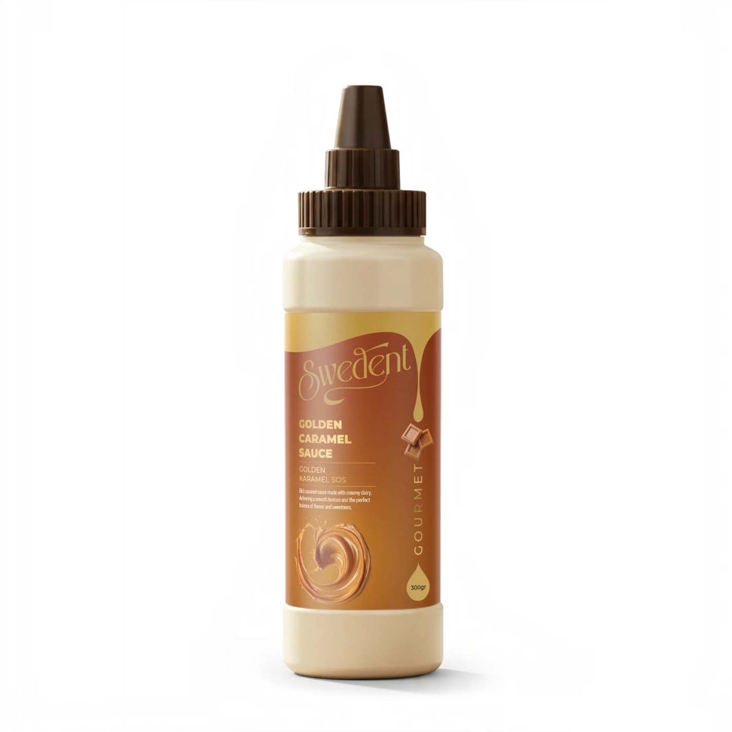 Swedent Golden Caramel Saus – Witte Chocoladesaus met Karamelsmaak – Voor Koffie, Desserts, Pannenkoeken & IJs – 300 g
