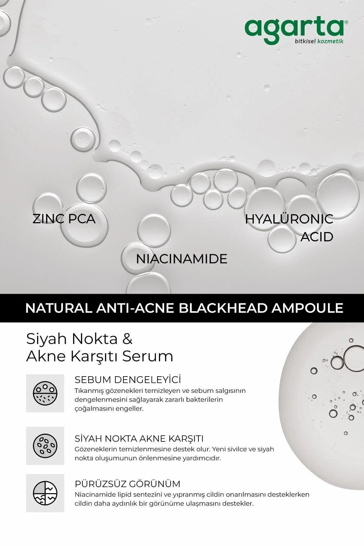 Agarta Natural Anti-Acne & Blackhead Ampoule 50ml | Serum tegen Acne, Mee-eters en Grove Poriën