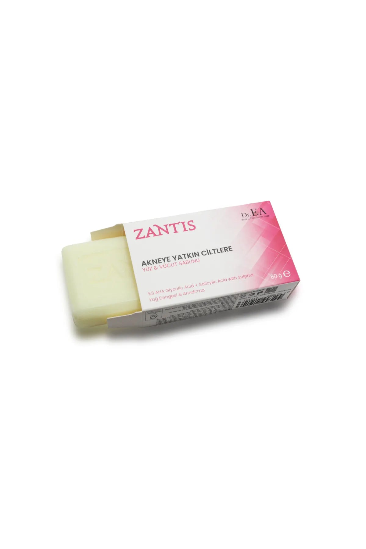Dr EA Laboratories Zantis Acne Prone Skin - Medische Zeep voor Gezicht en Lichaam - voor Acne en Schimmelinfecties - Handzeep - Zwavel - AHA 3% Glycolzuur + Salicylzuur met Zwavelolie Balancerend & Zuiverend - 80gr