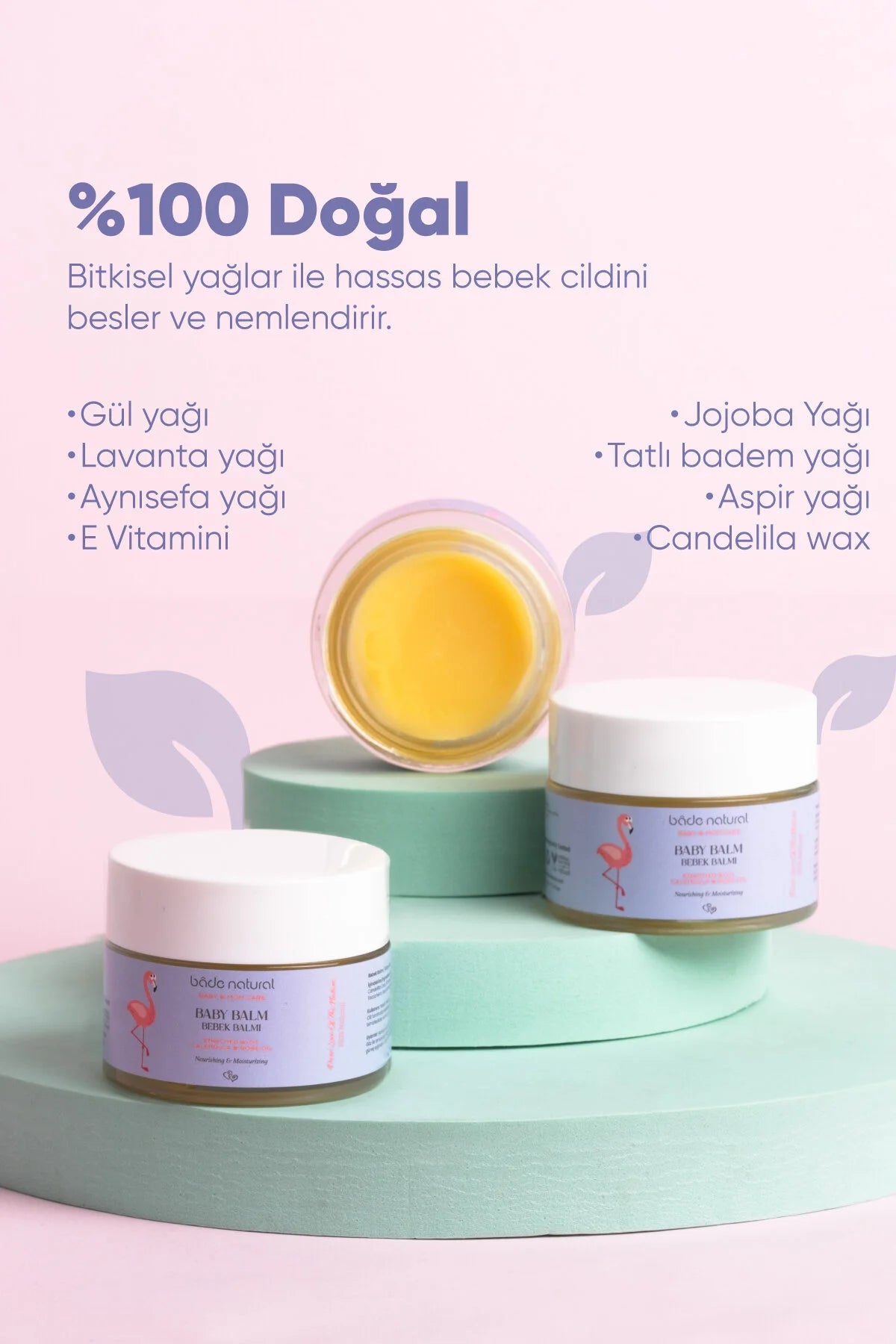 Bade Natural Baby Balm 50 ml | Voedende Babybalsem met Calendula, Rozenolie en Lavendelolie