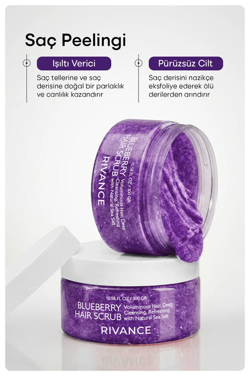 Rivance Blueberry Hair Scrub 300 g – Diep Reinigende Hoofdhuid Scrub met Zeezout & Bosbessenextract