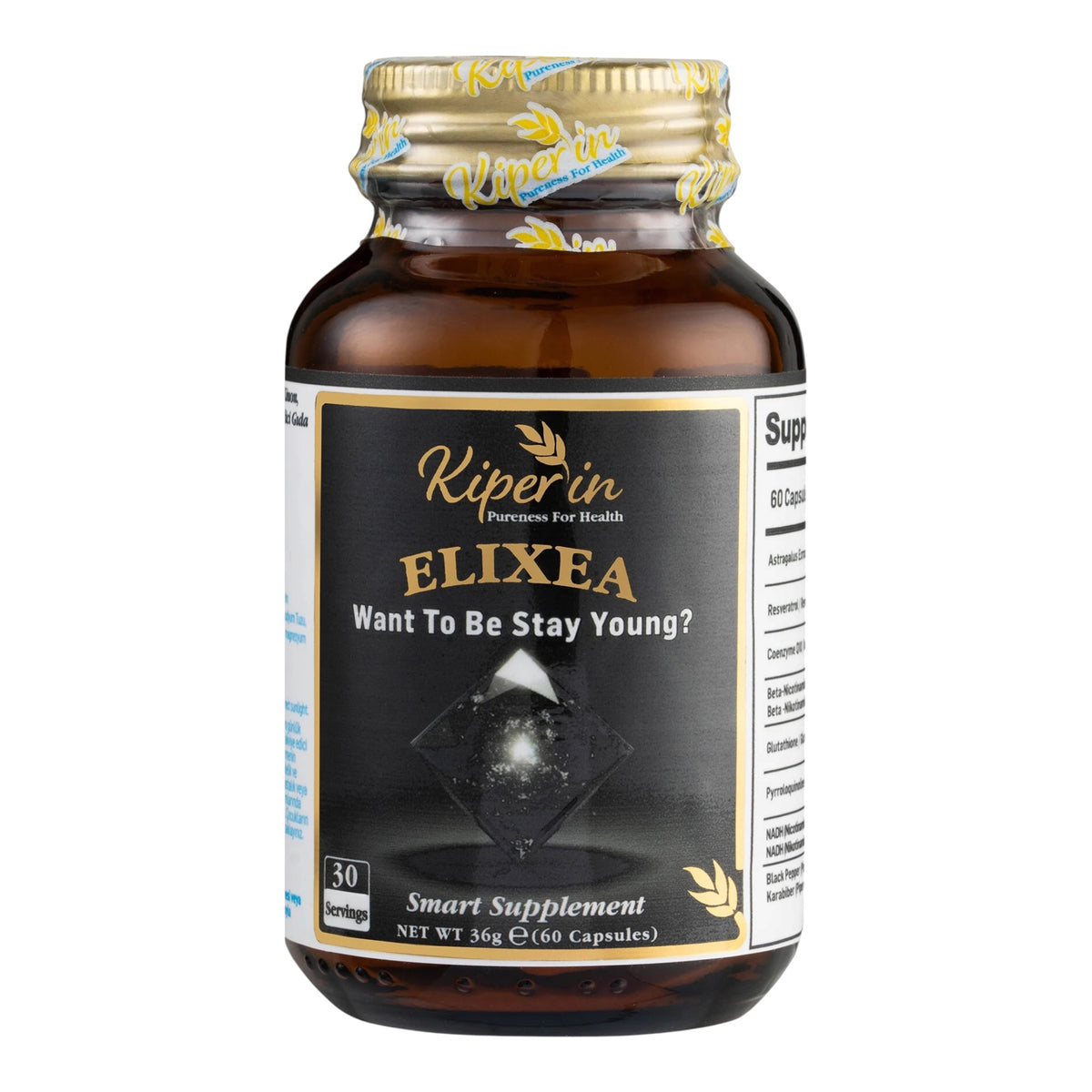 Kiperin Elixea Smart Supplement – Astragalus, Resveratrol, Co-enzym Q10, NMN, Glutathion, NADH & PQQ – 60 Capsules