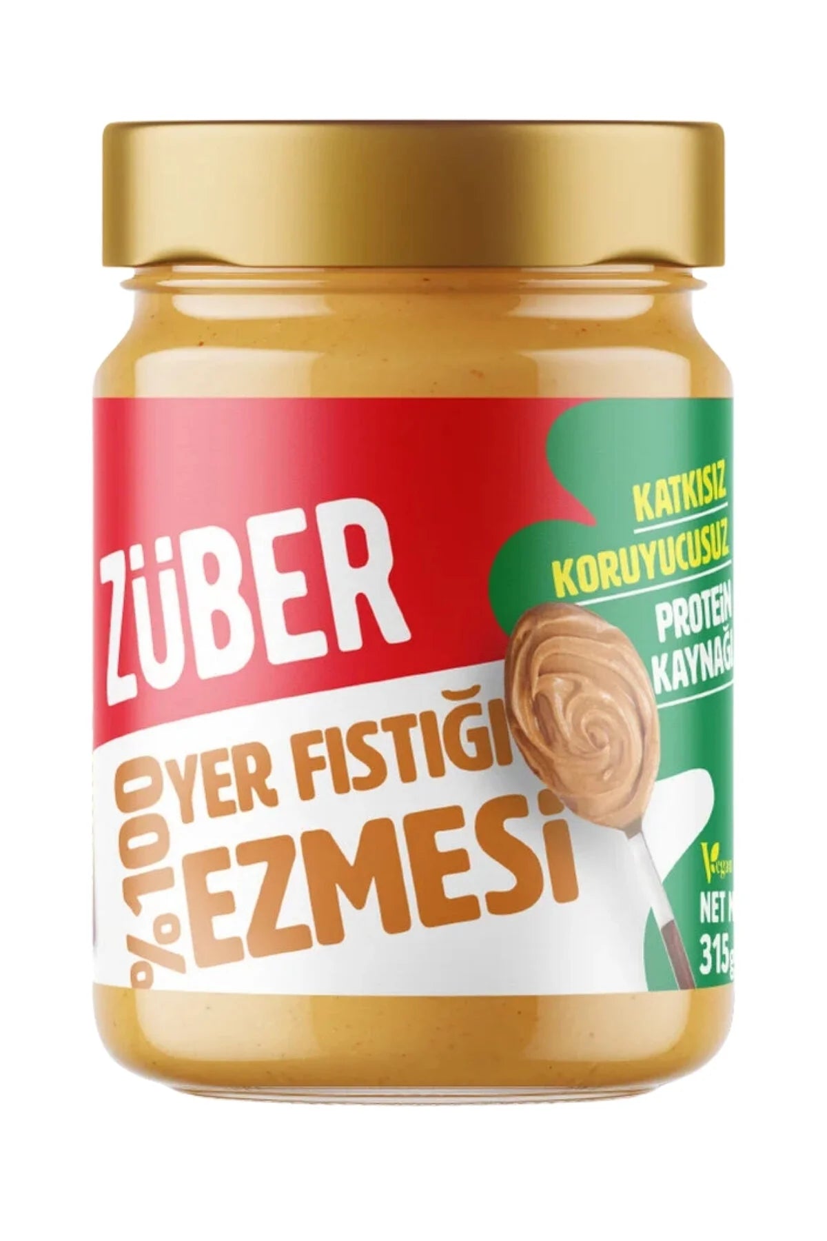 Züber 100% Pindakaas – 100% Pinda's – Zonder Toevoegingen – Vegan – Glutenvrij – Eiwitbron – 315 g