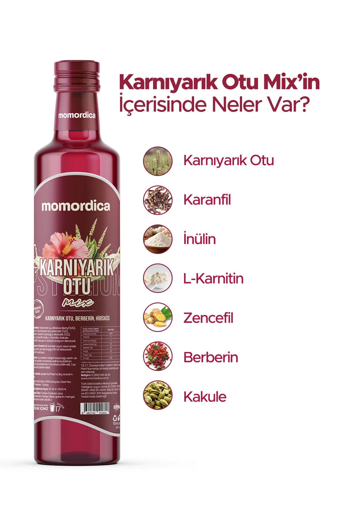 Momordica Psyllium & Berberine Kruidendrank met Hibiscus (Karnıyarık otu Mix)– Geconcentreerde Drank – 250 ml