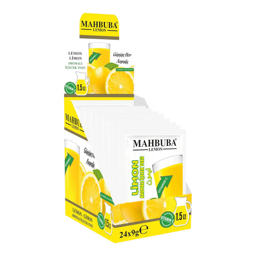 Mahbuba Lemon Instant Drink Powder 24 Sachets | Citroen Drankpoeder met Vitamine C | 1,5 Liter