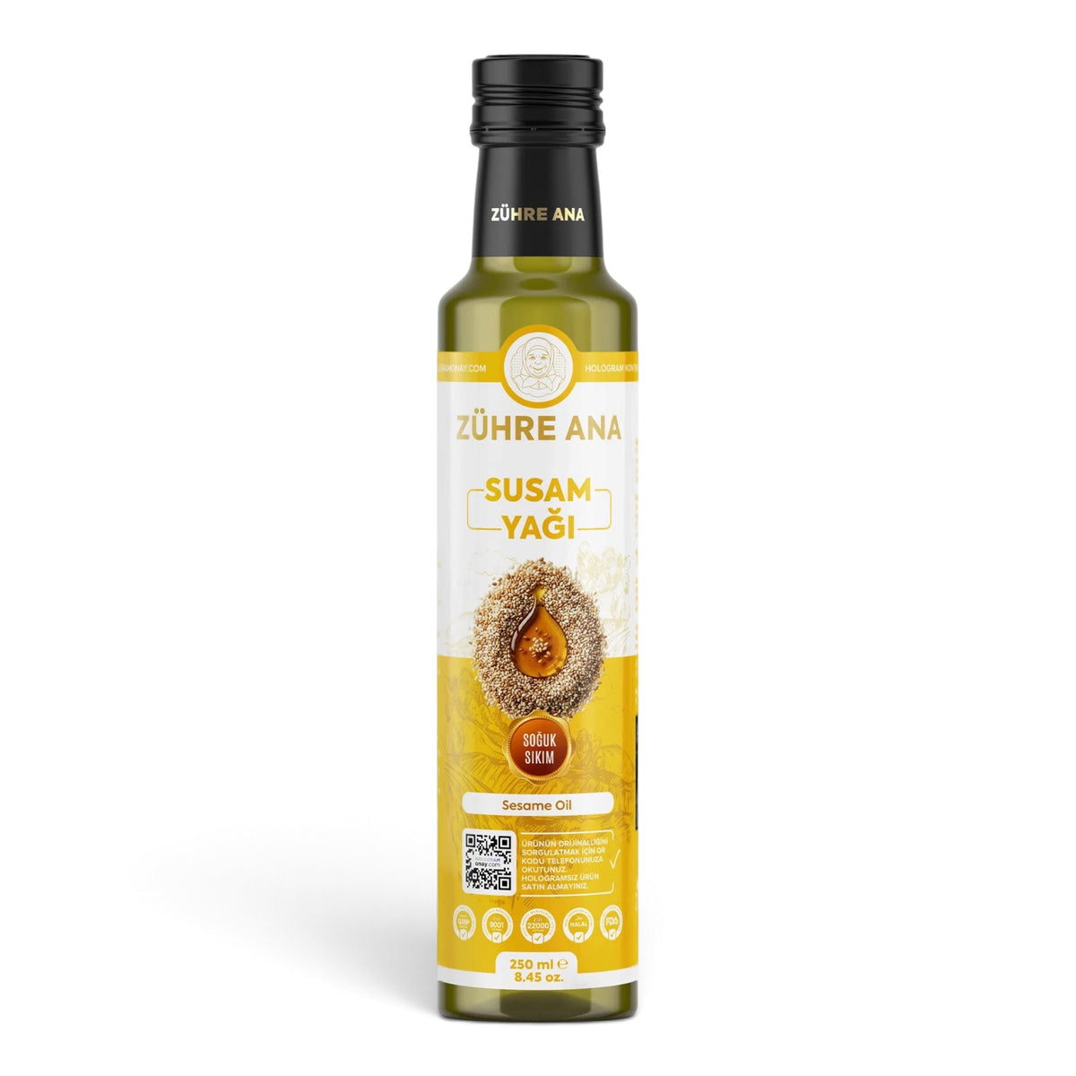Zühre Ana Sesamolie – Koudgeperste Sesamolie – 100% Sesam – Voor Salades & Gerechten – 250 ml