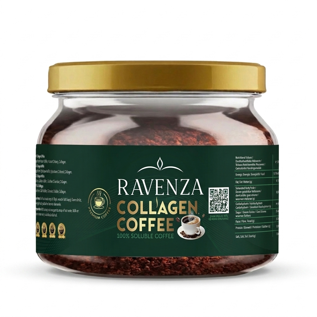 Ravenza Collageen Koffie – Oplosbare Koffie met Chicorei & Collageen – Instant Collagen Coffee – 150 g