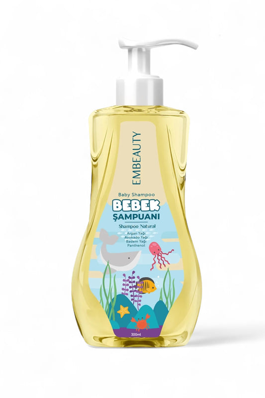 Embeauty Baby- en Kindershampoo - Natuurlijke Avocado-olie - Speciale Formule - Vegan - Geen Tranen - voor Gevoelig Gezicht - Lichaam en Haar - Arganolie - Avocado-olie - Amandelolie - Panthenol - Alle huid-/haartypen - 300 ml