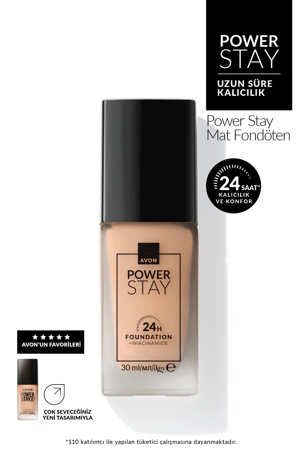 Avon Power Stay 24H Foundation + Niacinamide – Langhoudende Vloeibare Foundation – 510N – 30 ml