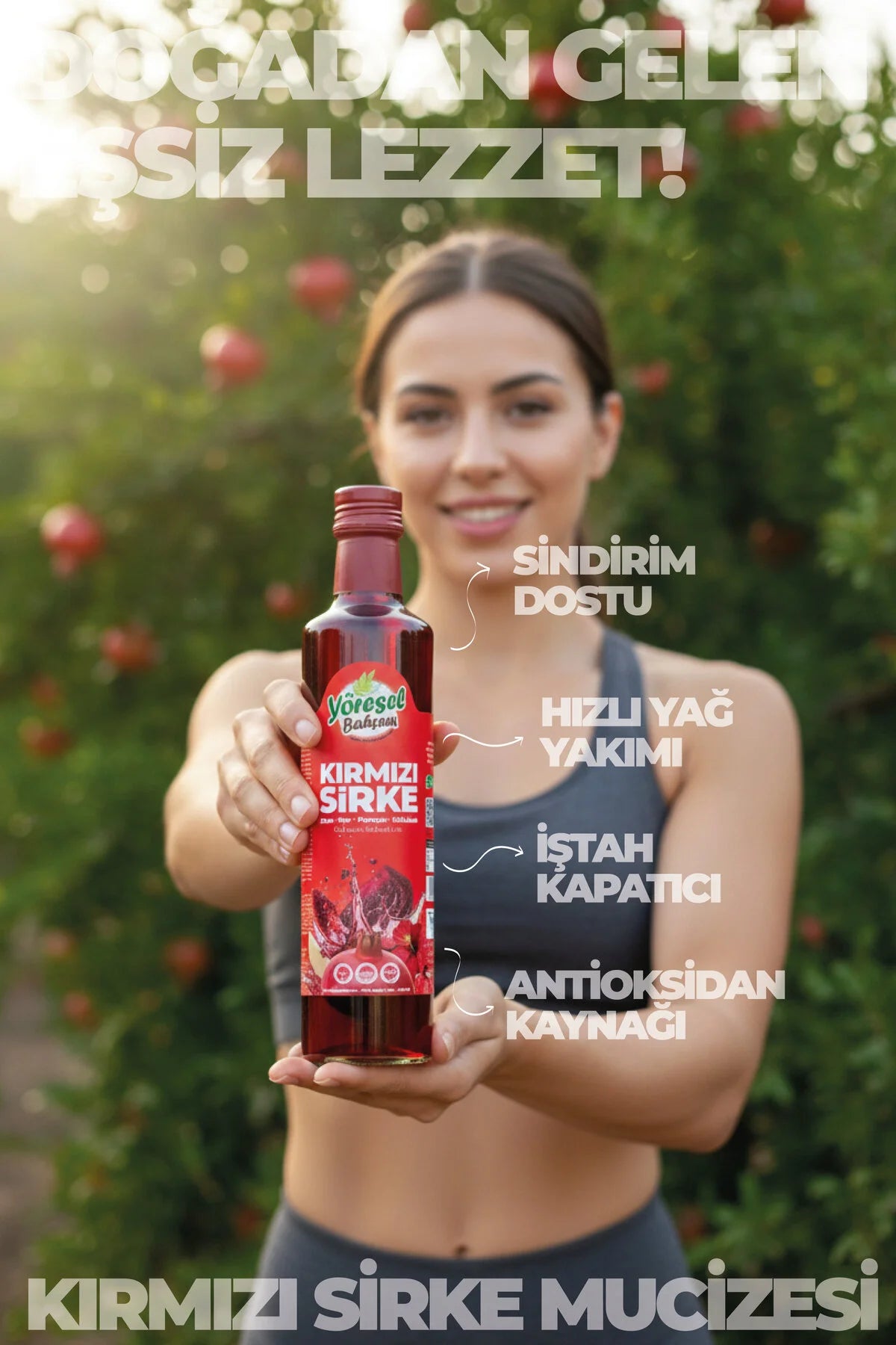 Yöresel Bahçem (Roode Azijn)Kırmızı Sirke Elma Nar Pancar Hibiskus 500ml