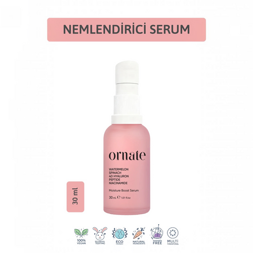 Ornate Moisture Boost Serum 30 ml – Watermelon, Spinach, 4D Hyaluron, Peptide & Niacinamide