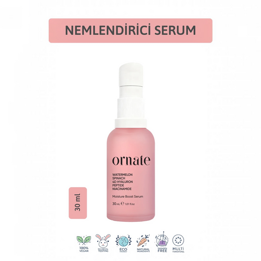 Ornate Moisture Boost Serum 30 ml – Watermelon, Spinach, 4D Hyaluron, Peptide & Niacinamide