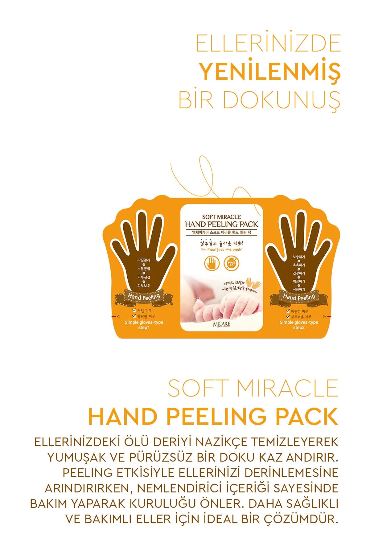 MJ Care Soft Miracle Hand Peeling Pack – Peeling Handmasker – Handschoenenmasker – Exfoliërend & Verzorgend – 1 Paar