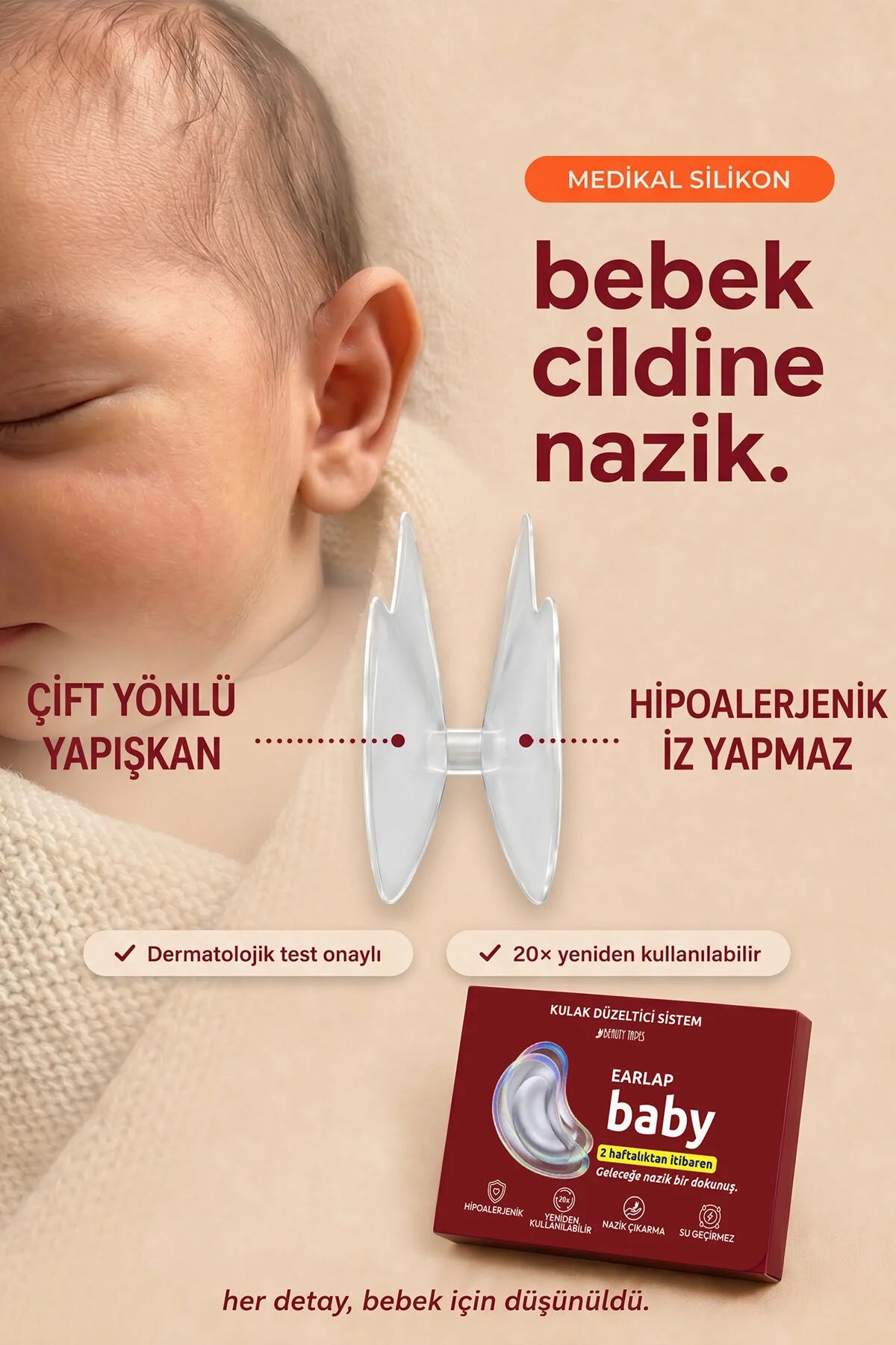 Earlap Baby Oorcorrectie Systeem – Medische Siliconen Oorpleisters voor Baby’s – 2 Stuks – Tot 20x Herbruikbaar