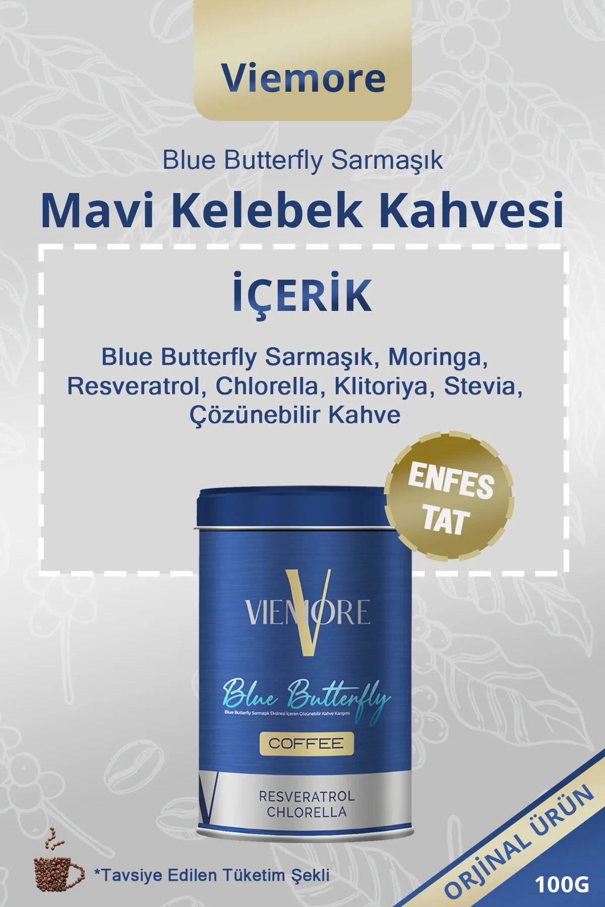 Viemore Blue Butterfly Coffee met Resveratrol & Chlorella - Instant Koffiemix - 100 g
