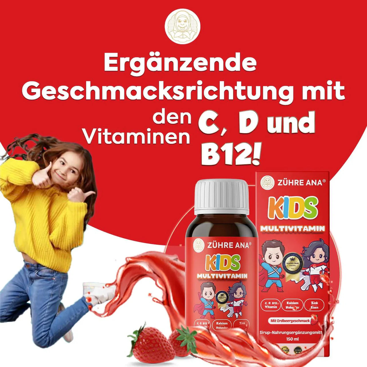 Zühre Ana Kids Multivitamin Siroop Aardbeiensmaak 150 ml